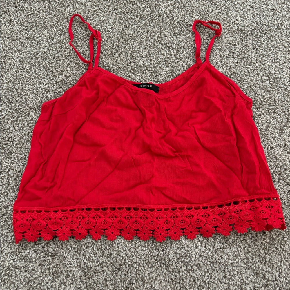 Red Floral Lined Crop Top